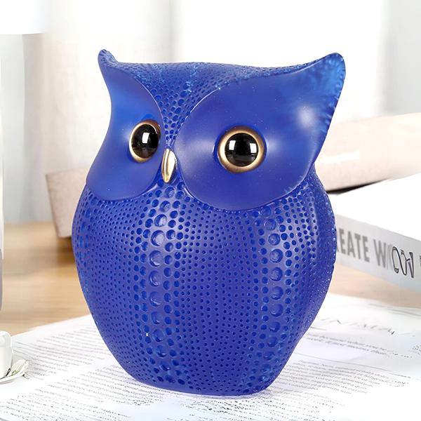 Owl Showpiece for Home Decor (Blue) Polyresin – 6 Inchhh