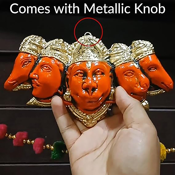 Panchmukhi Hanuman for Wall Hanging Decor (Orange) Polyresin – 4 Inch