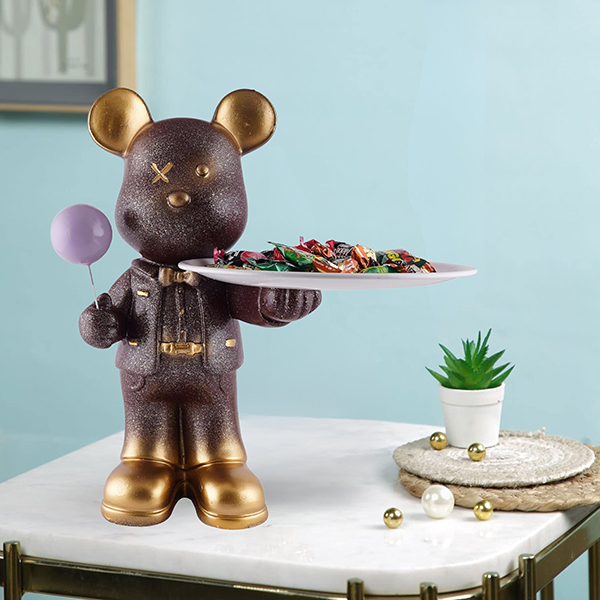 Brown Bear Candy Tray with Balloon – 11 Inch Tall