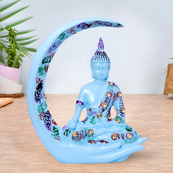 Chand Buddha Idol Showpiece for Home Decor (Antique Gold) Polyresin – 8 Inch