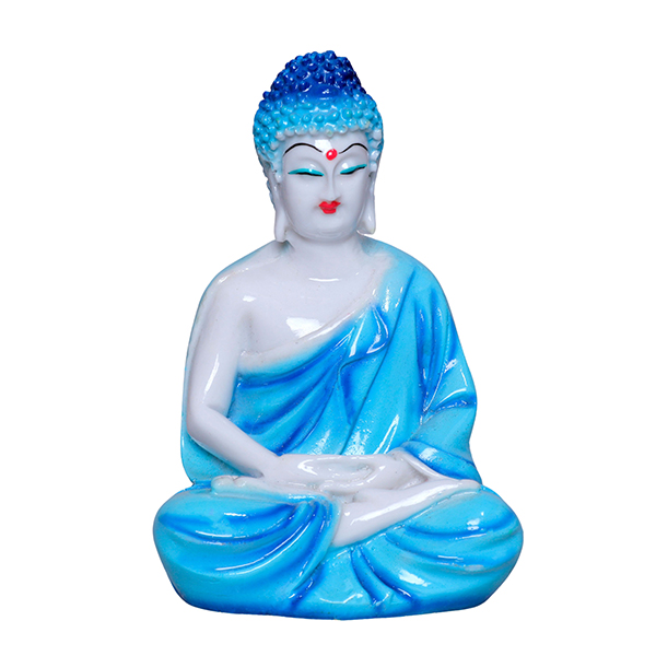 Lord Buddha Idol Showpiece for Home Decor (Sky Blue) Marble – 5.5 Inch