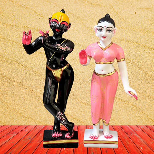 Jugal Jodi Radha & Krishna Idol Showpiece for Home Decor (Black & Pink) Marble – 12 Inch