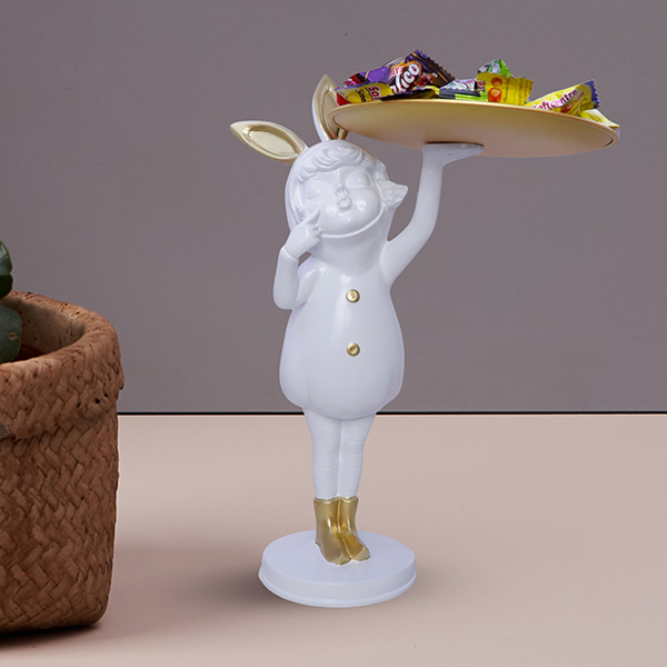 13-Inch Decorative Bunny Tray Stand – Modern Candy & Snack Holder