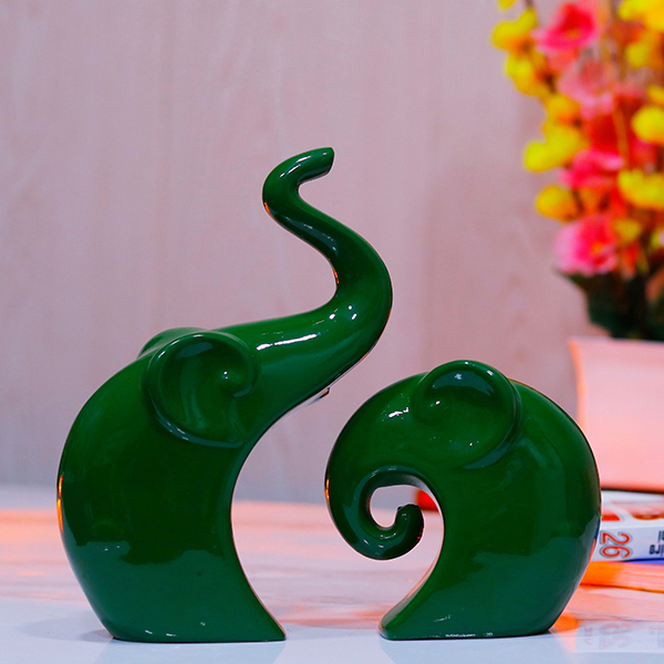 Charming Elephant Showpiece for ome Decor – (Green) 9 inch