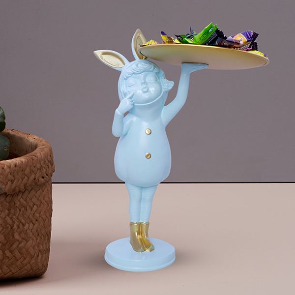 13-Inch Decorative White Bunny Tray Stand – Modern Candy & Snack Holder