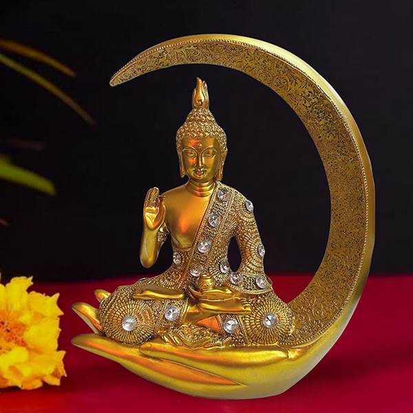 Chand Buddha Idol Showpiece for Home Decor (Golden) Polyresin – 10 Inch