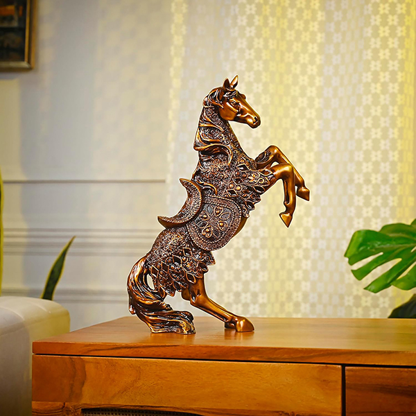 Antique Big Horse Showpiece for Home Decor (Antique) Polyresin – 14 Inch
