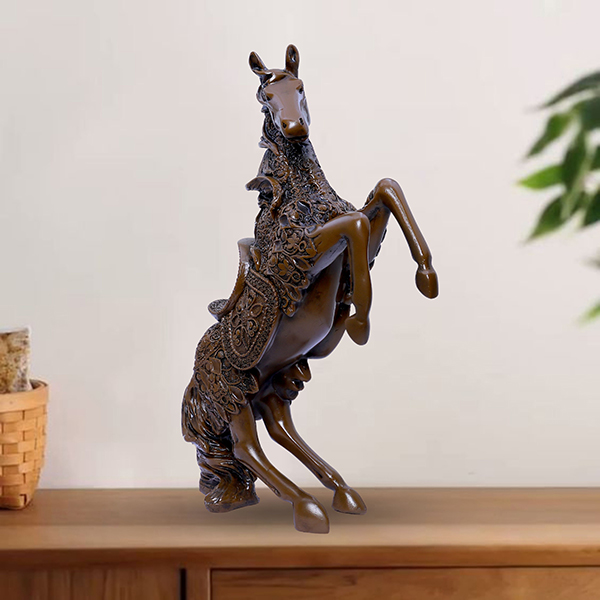 Antique Big Horse Showpiece for Home Decor (Brown) Polyresin – 14 Inch