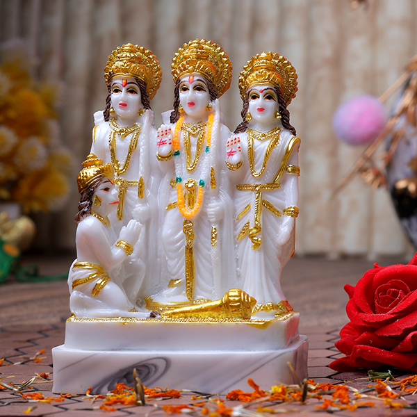 Ram Darbar Idol Showpiece (White) Marble – 6 Inch