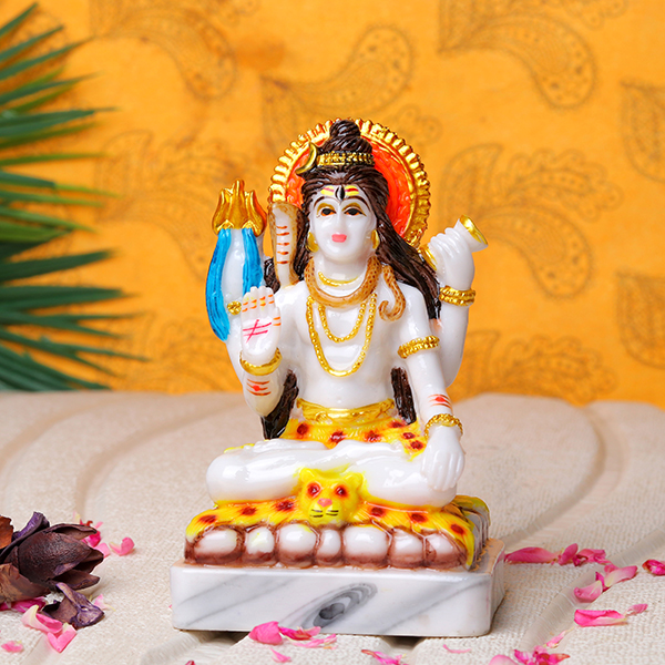 Lord Shiva Idol Showpiece (Multicolor) Marble – 6 Inch