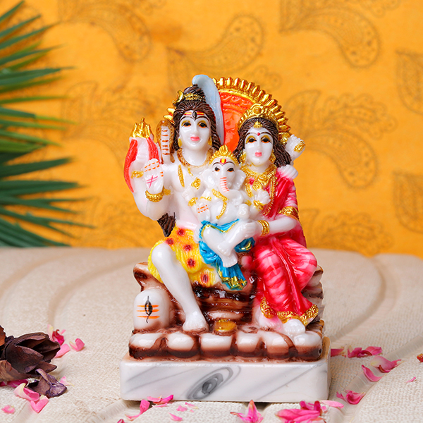 Shiv Parivar Idol Showpiece (Multicolor) Marble – 6 Inch