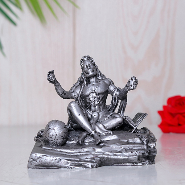 Antique Lord Hanuman Idol Showpiece Especially for Car Dashboard (Silver) Polyresin – 3.5 Inch