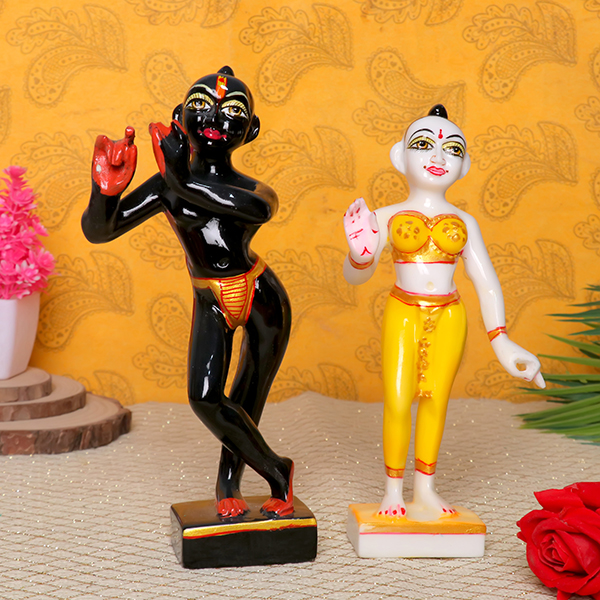 Jugal Jodi Radha & Krishna Idol Showpiece for Home Decor (Black & Yellow) Marble – 9 Inch