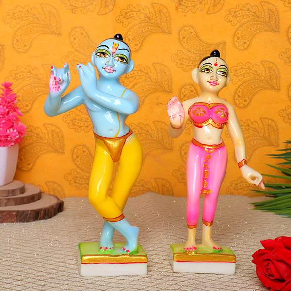 Jugal Jodi Radha & Krishna Idol Showpiece for Home Decor (Multicolor) Marble – 9 Inch