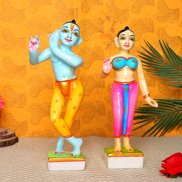 Jugal Jodi Radha & Krishna Idol Showpiece for Home Decor (Multicolor) Marble – 12 Inch