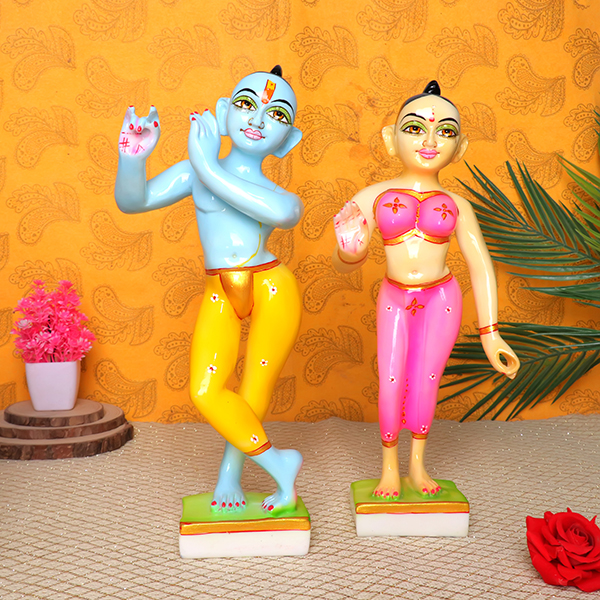 Jugal Jodi Radha & Krishna Idol Showpiece for Home Decor (Multicolor) Marble – 15 Inch