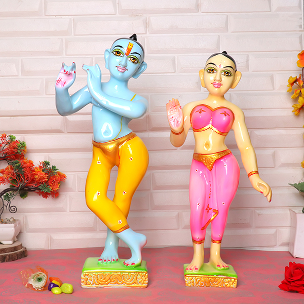 Jugal Jodi Radha & Krishna Idol Showpiece for Home Decor (Multicolor) Marble – 18 Inch
