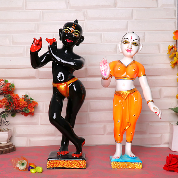 Jugal Jodi Radha & Krishna Idol Showpiece for Home Decor (Black & Orange) Marble – 18 Inch