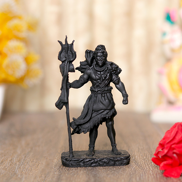 Lord Shiva Idol Statue Especially for Car Dashboard (Black) Polyresin – 5 Inch