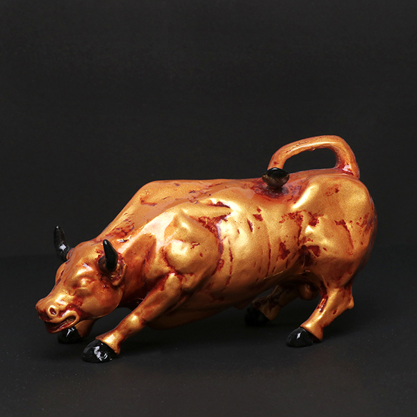 Antique Bull Showpiece for Home Decor (Golden) Polyresin – 4 Inch