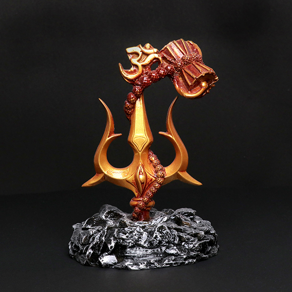 Antique Trishul Showpiece Especially for Car Dashboard (Golden & Black) Polyresin – 4 Inch