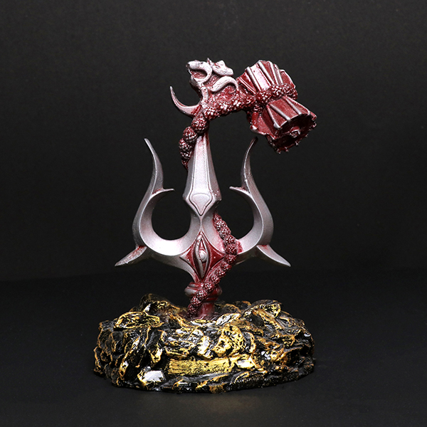 Antique Trishul Showpiece Especially for Car Dashboard (Purple & Golden) Polyresin – 7 Inch