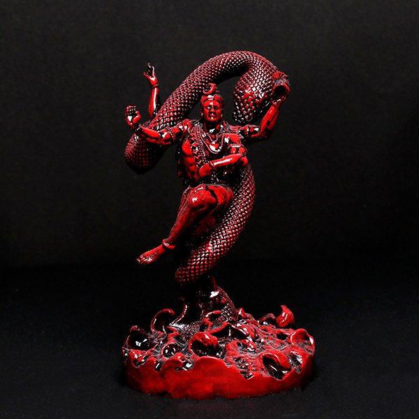 Tandav Lord Shiva Idol Statue Especially for Car Dashboard (Red) Polyresin – 6 Inch