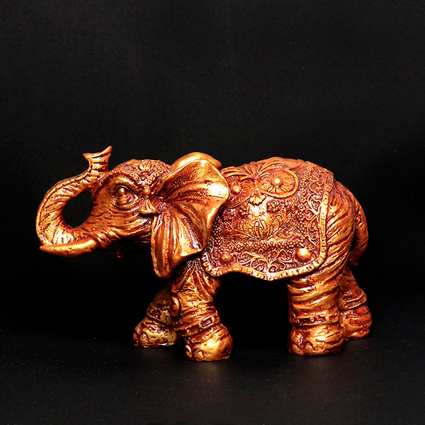 Antique Elephant Showpiece for Home Decor (Golden) Polyresin – 5.5 Inch