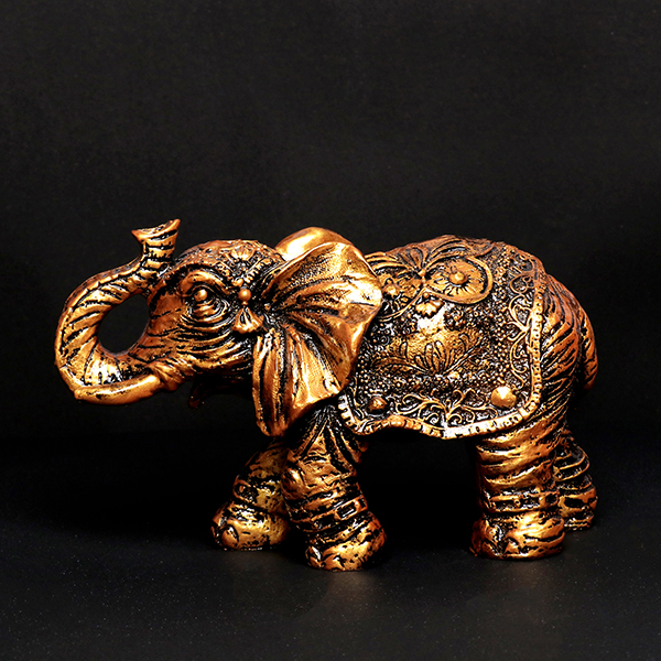 Antique Elephant Showpiece for Home Decor (Antique Gold) Polyresin – 5.5 Inch
