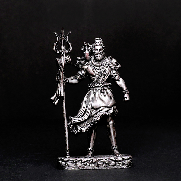 Lord Shiva Idol Statue Especially for Car Dashboard (Silver) Polyresin – 5 Inch