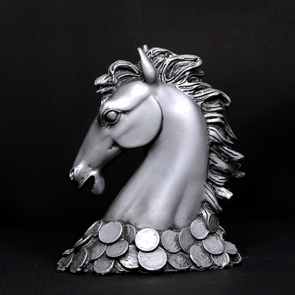 Antique Horse Face Showpiece for Home Decor (Silver) Polyresin – 7 Inch
