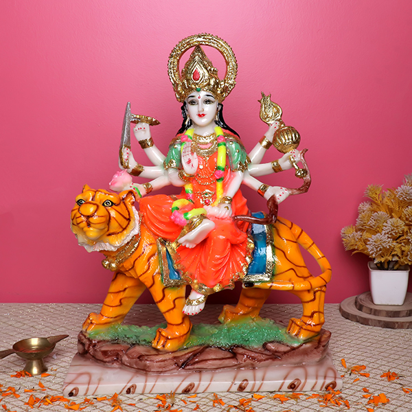 Goddess Maa Durga Idol Showpiece for Home Decor (Multicolor) Marble – 15 Inch
