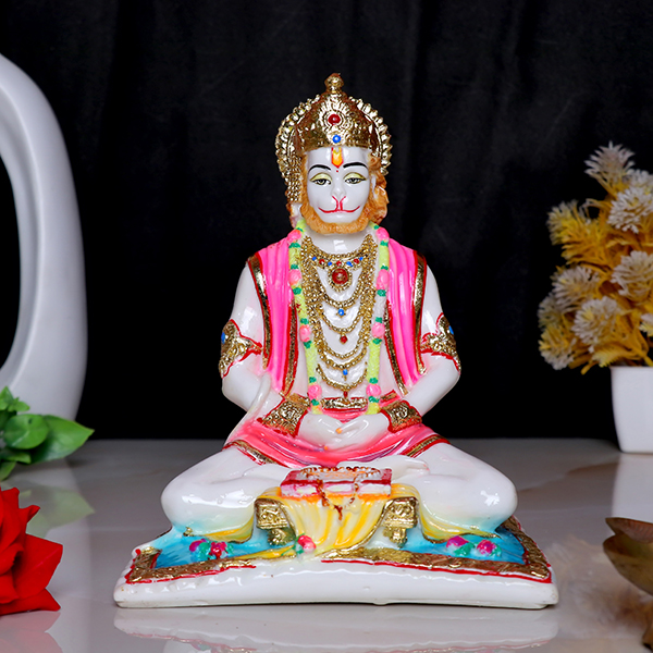 Lord Hanuman Idol Showpiece for Home Decor (Golden Foil) Marble – 7.5 Inch