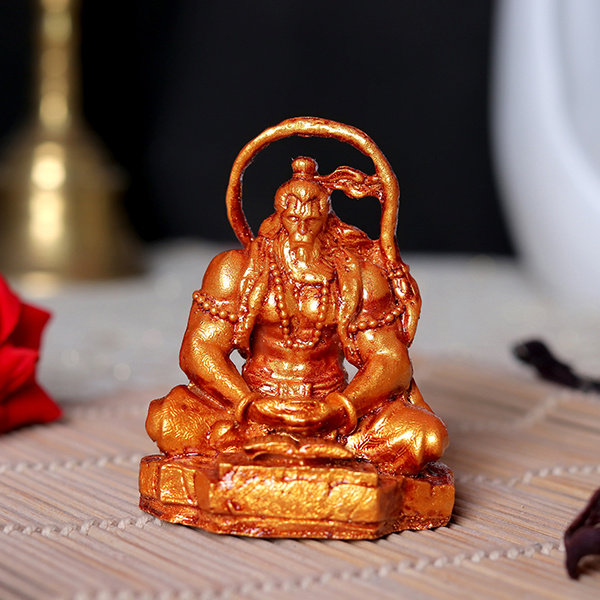 Lord Hanuman Idol Showpiece Especially for Car Dashboard (Golden) Polyresin – 2.8 Inch