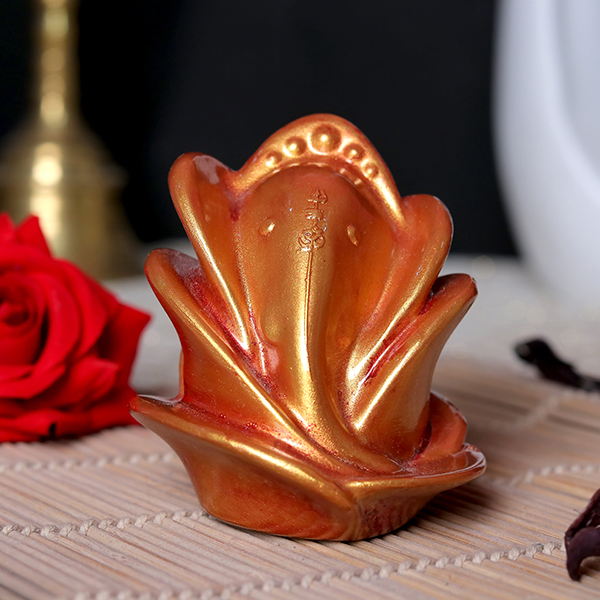 Rose Ganesha Showpiece Especially for Car Dashboard (Red & Golden) Polyresin – 3 Inch