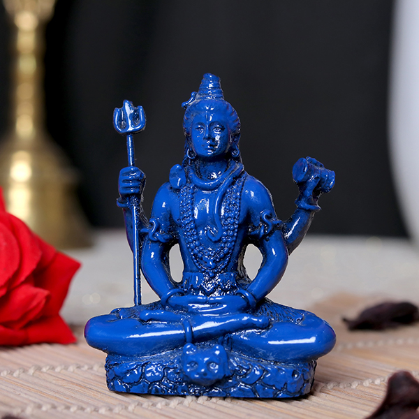Lord Shiva Idol Statue Especially for Car Dashboard (Blue) Polyresin – 3 Inch