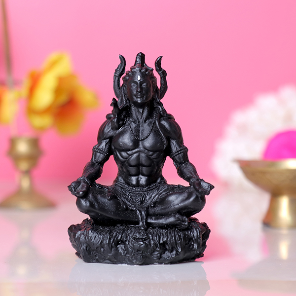 Lord Shiva Idol Statue Especially for Car Dashboard (Black) Polyresin – 3.5 Inch