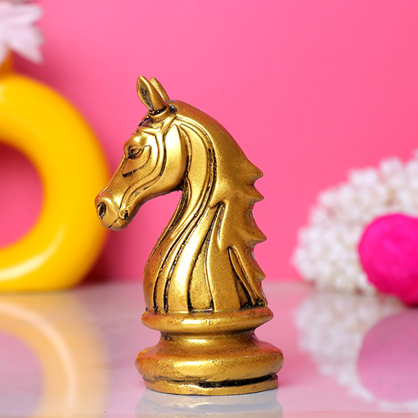 Chess Horse Showpiece for Home Decor (Silver) Polyresin – 4 Inch