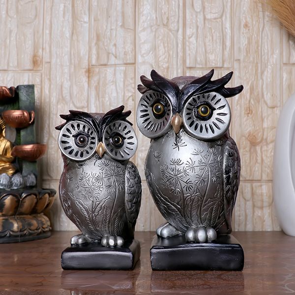 Decorative Owl Figurine Set – Handcrafted Resin Sculpture – 3 Sizes Available (17cm, 15cm, 13cm)