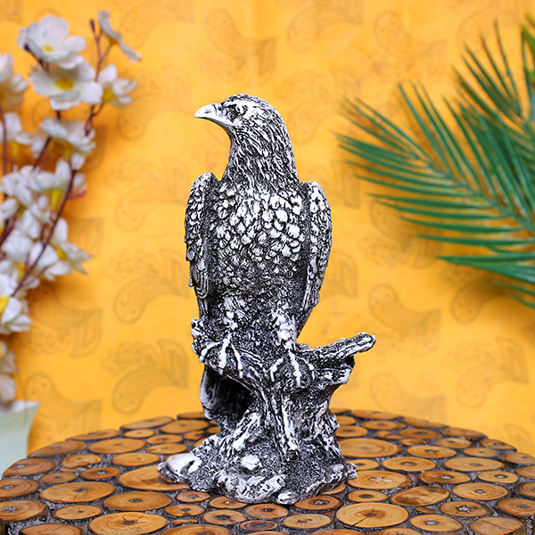 Mighty Eagle Showpiece for Home Decor (Black & White) Polyresin – 8 Inch