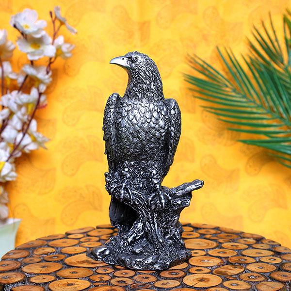 Mighty Eagle Showpiece for Home Decor (Silver) Polyresin – 8 Inch