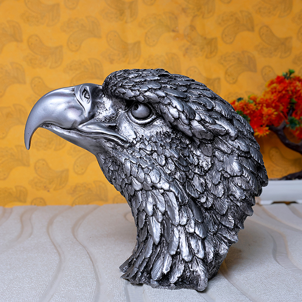 Eagle Face Showpiece for Home Decor (Silver) Polyresin – 8.5 Inch