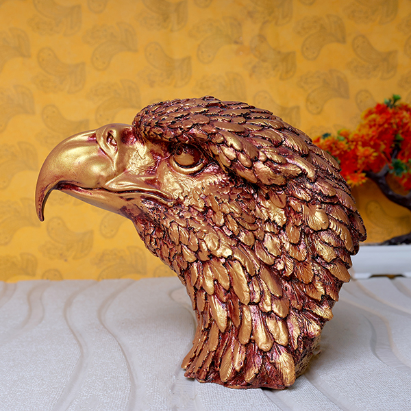 Eagle Face Showpiece for Home Decor (Golden) Polyresin – 8.5 Inch