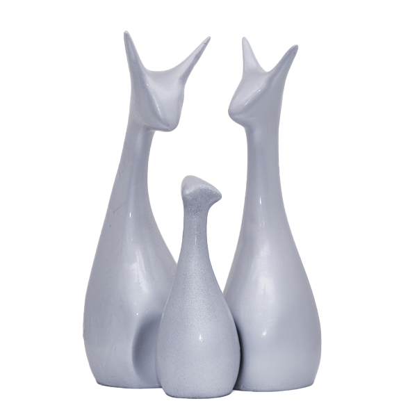 Lucky Deer Family Showpiece Set of 3 for Home Decor (Silver) Polyresin – 10 Inch