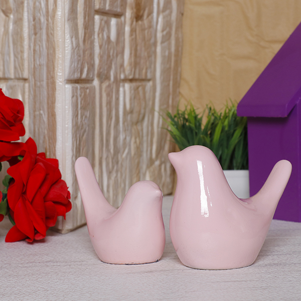 Creative Love Birds Showpiece for Home Decor (Light Pink) Polyresin – 3.5 Inch
