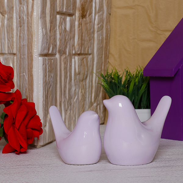 Creative Love Birds Showpiece for Home Decor (Light Purple) Polyresin – 3.5 Inch