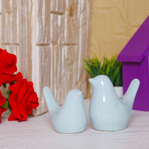 Creative Love Birds Showpiece for Home Decor (Light Blue) Polyresin – 3.5 Inch