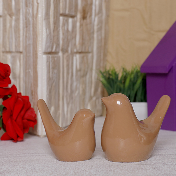 Creative Love Birds Showpiece for Home Decor (Brown) Polyresin – 3.5 Inch