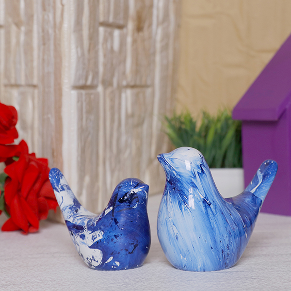 Creative Love Birds Showpiece for Home Decor (Blue) Polyresin – 3.5 Inch