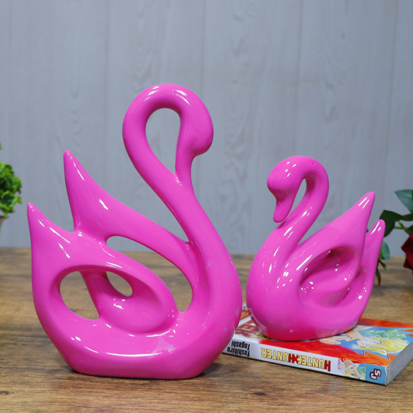 Lucky Swan Couple Showpiece for Home Decor (Pink) Polyresin – 10 Inch